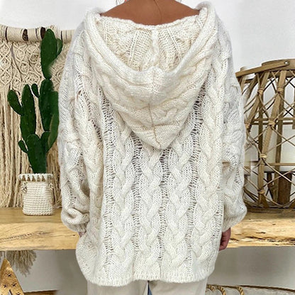Strikket sweater med dyb V-hals og twist