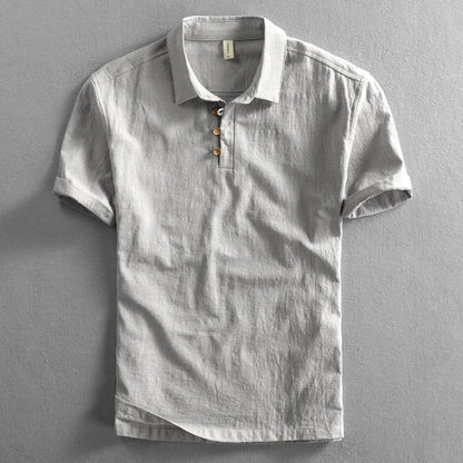 Enkel og elegant poloshirt i bomuldslinned til mænd