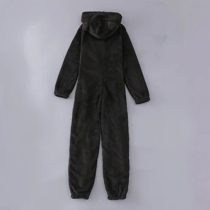Fleece-sød jumpsuit med hætte