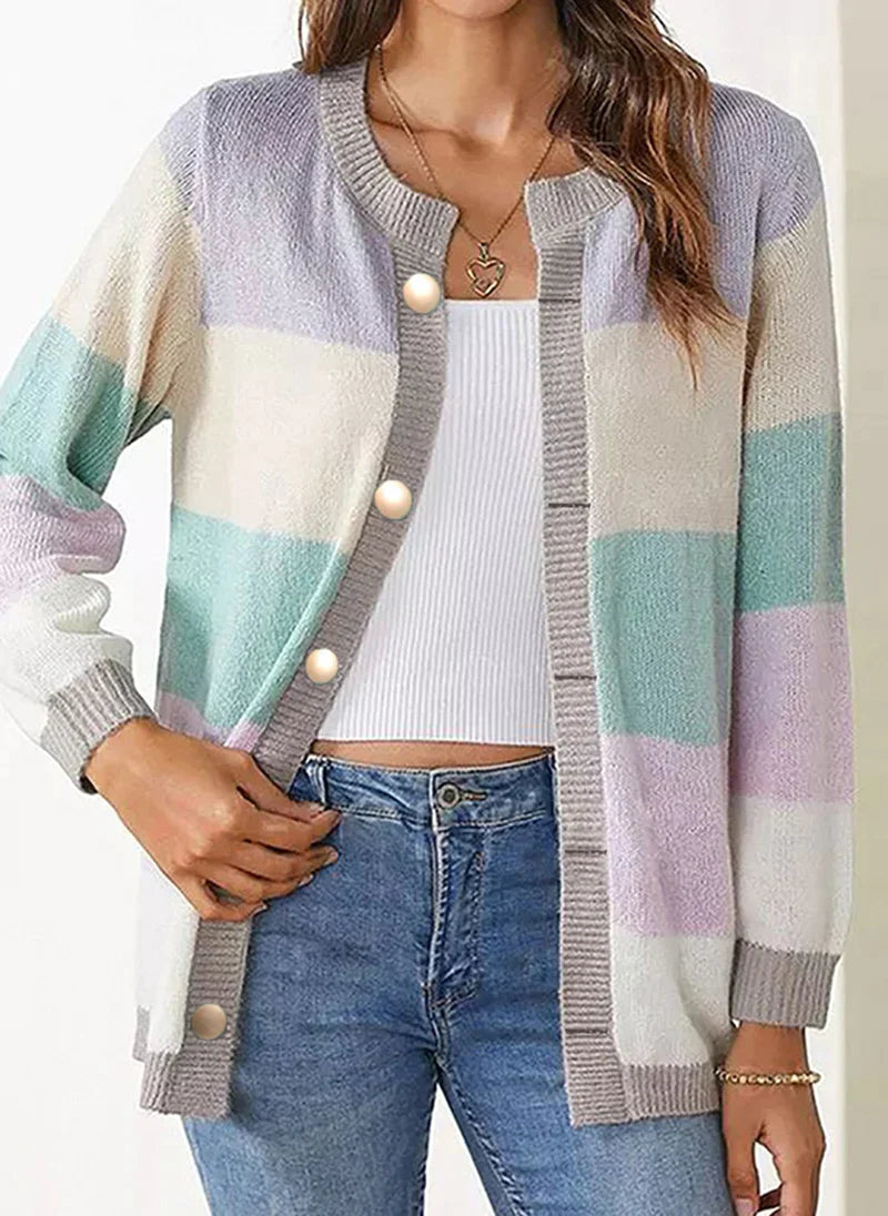 Kvinder Flerfarvet strik cardigan