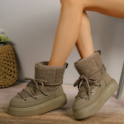 Snowboots Trendy fleeceforede støvler med tyk sål til kvinder