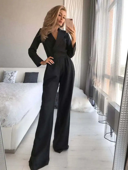 Elegant jumpsuit med krave til kvinder