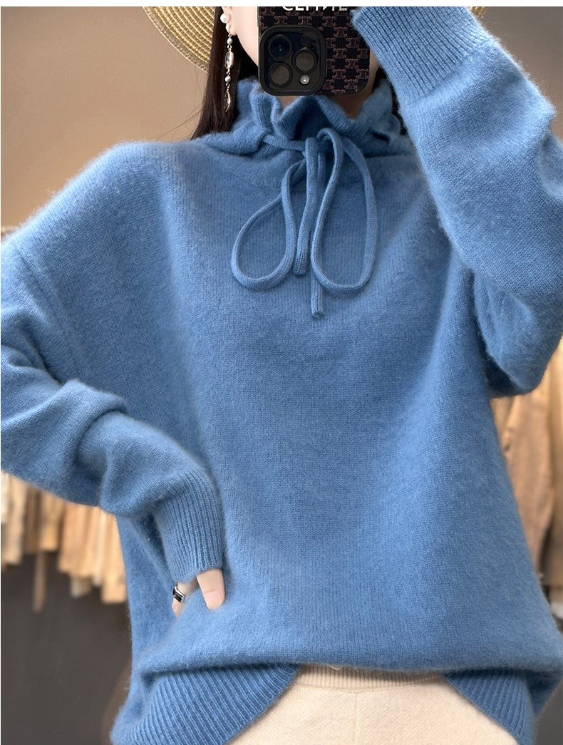 Sweater i ren uld til kvinder med snor