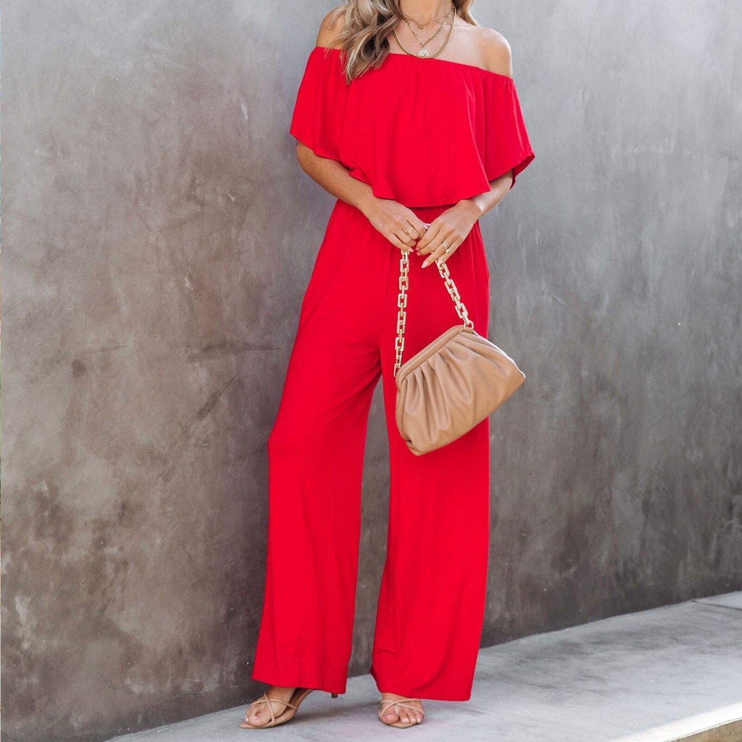 Jumpsuit uden skuldre i toscansk stil til kvinder