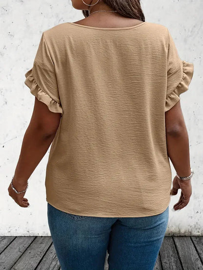 Kvinder Plus Size Top med flæsekant