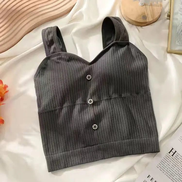 Cropped tank top | Moderne, ribbet, ærmeløs sommertank top til kvinder