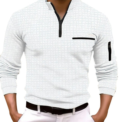 Langærmet poloshirt med lynlås til mænd