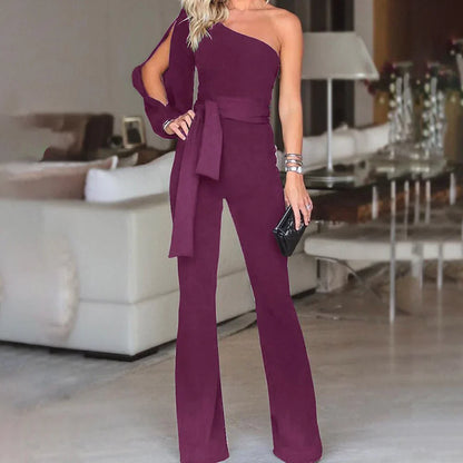 Elegant jumpsuit med én skulder til kvinder