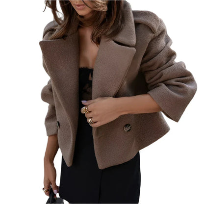 Vinter Turn Down Collar uldfrakke