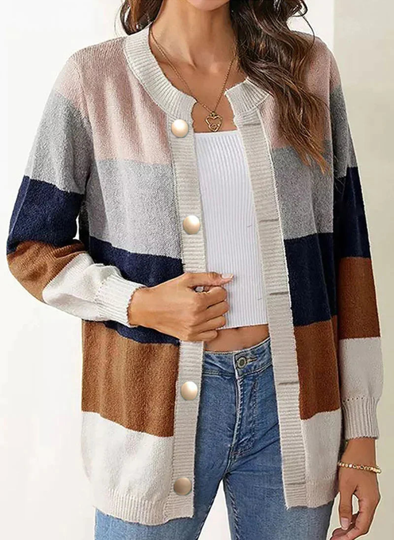 Kvinder Flerfarvet strik cardigan