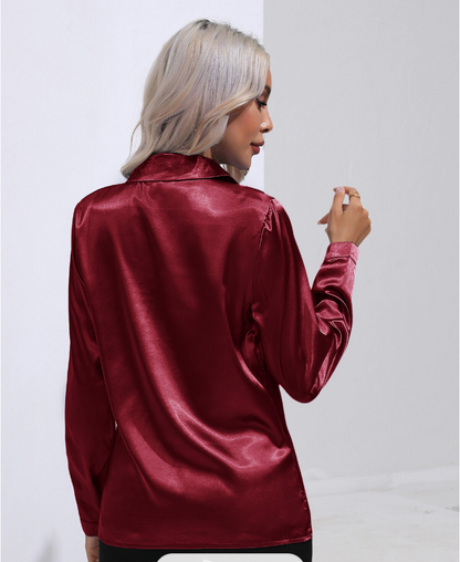 Satin Casual-bluse til kvinder