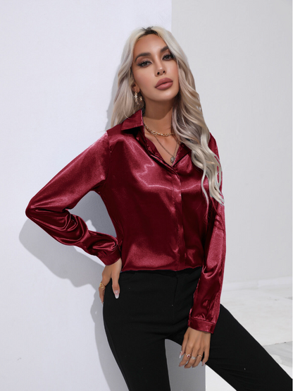 Satin Casual-bluse til kvinder