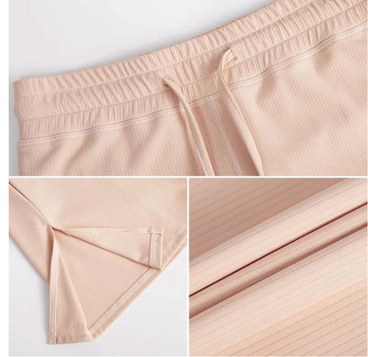 Beige, udslåede yogabukser til kvinder