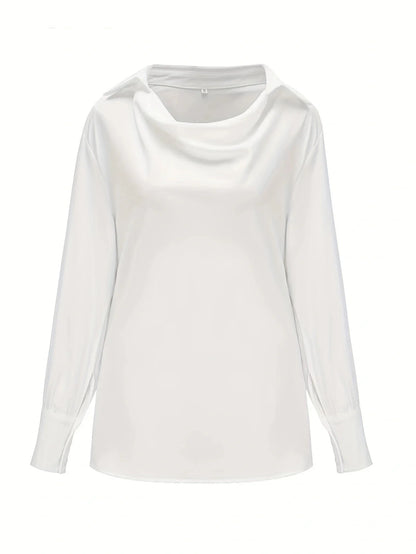 Elegant langærmet top med svingkrave
