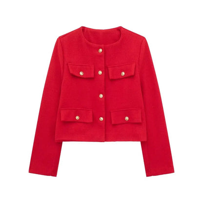Trendy kort blazer med knapper til kvinder