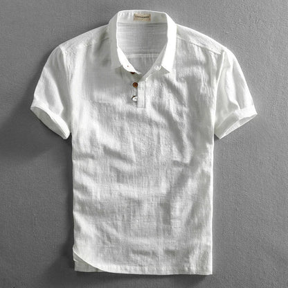 Enkel og elegant poloshirt i bomuldslinned til mænd