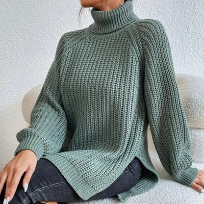 Trendy strikket rullekravesweater til kvinder