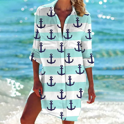 Oceanisk kjole med knapper