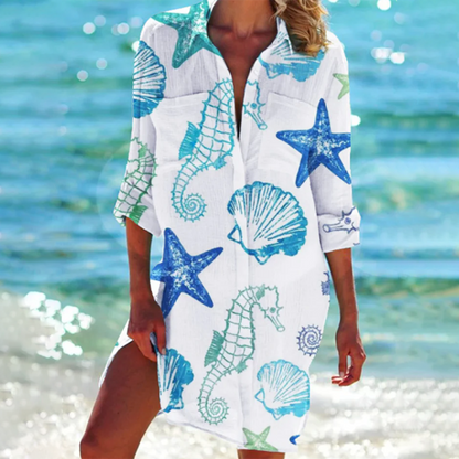 Oceanisk kjole med knapper