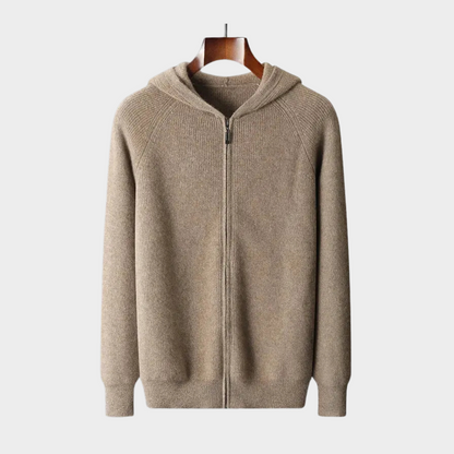 Cashmere hættetrøje med lynlås til mænd