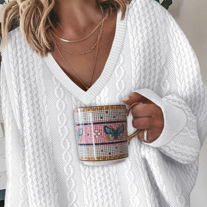 Hvid elegant og varm trøje til kvinder