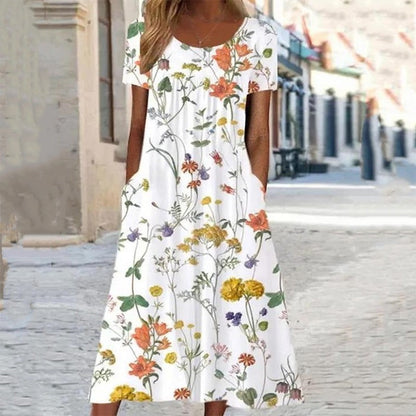 Afslappet blomstret kjole