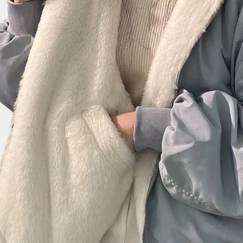 Tyk overdimensioneret jakke med lynlås