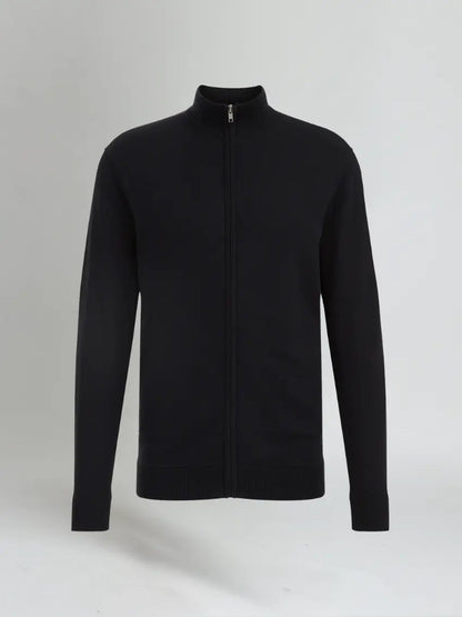 Sort herre-sweater med fuld lynlås
