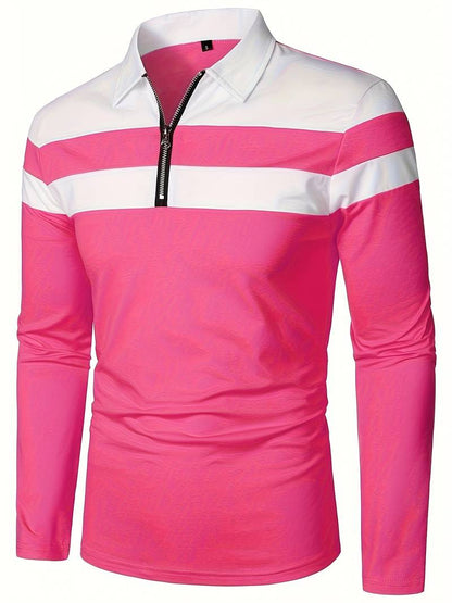 Langærmet poloshirt med lynlås til herrer