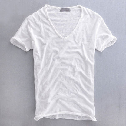 Afslappet T-shirt til mænd med V-hals