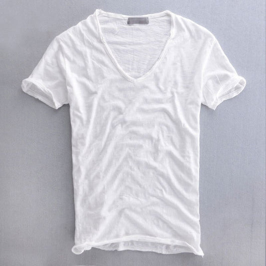 Afslappet T-shirt til mænd med V-hals