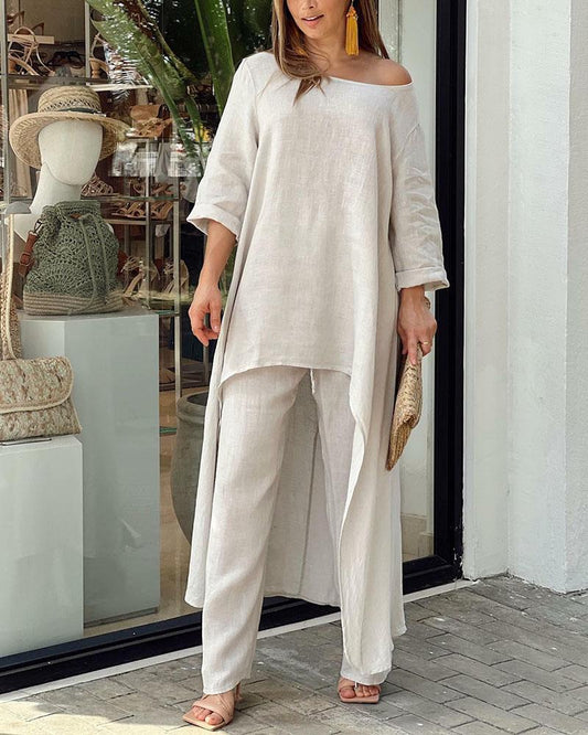 Løst loungewear-sæt i hør