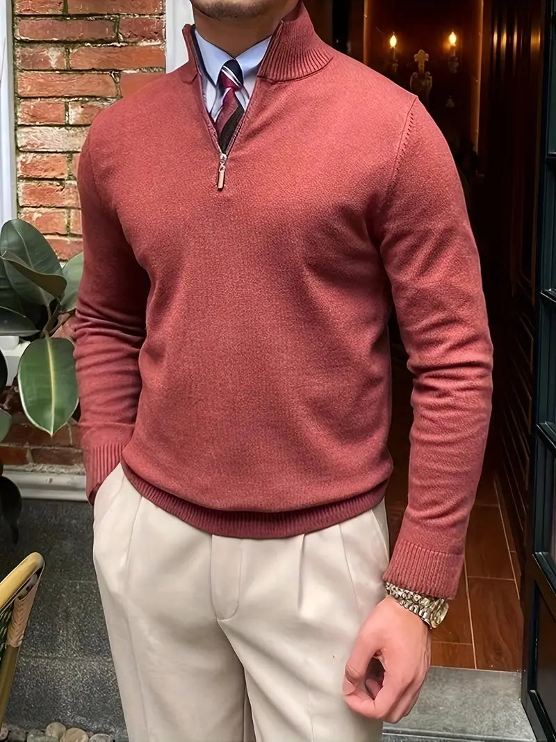Sweater med halv lynlås til mænd