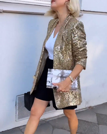 Jakke med guldglitter til kvinder