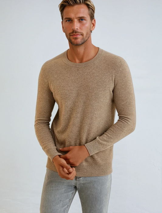 Khaki signatur-sweater i kashmir