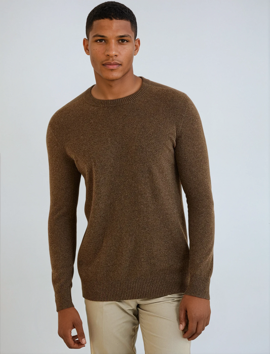 Brun signatur-sweater i kashmir