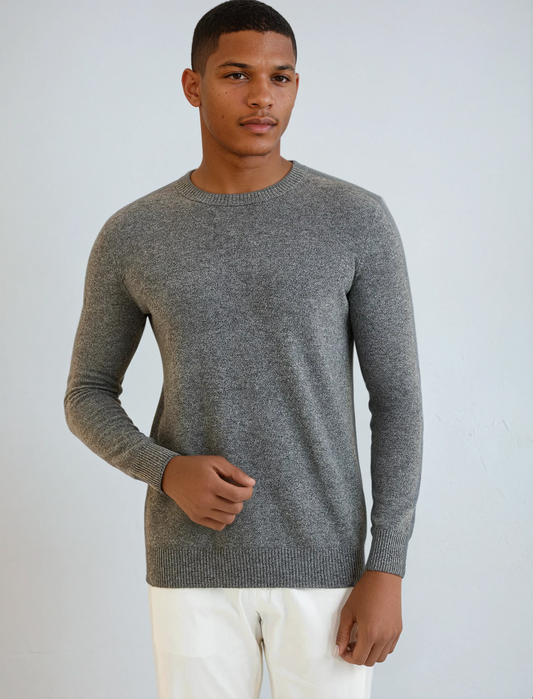 Mørkegrå signatur-sweater i kashmir