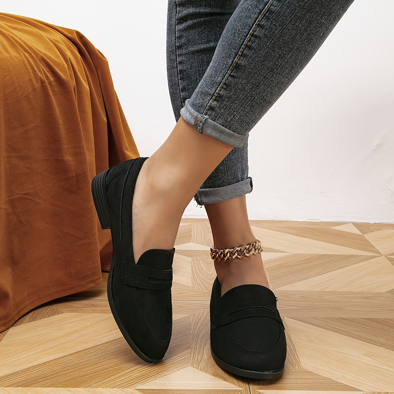 Slip-on-loafers i ruskind til kvinder