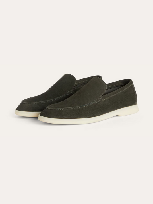 Raffinerede Grøn loafers i ruskind