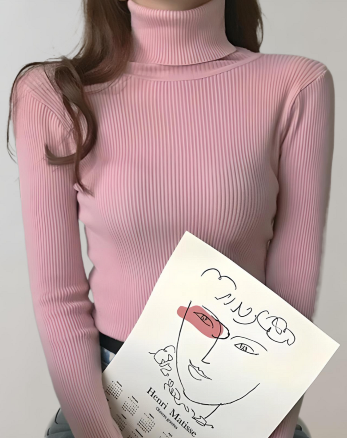 Slank og enkel rullekrave med ribbet design til kvinder