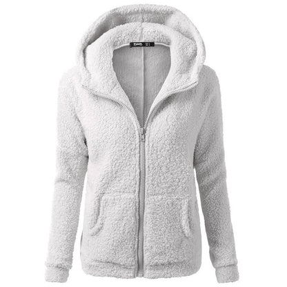 Hyggelig Sherpa Fleece-hættetrøje med lynlås til kvinder