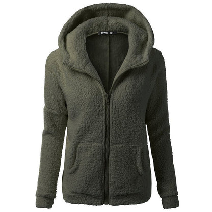 Hyggelig Sherpa Fleece-hættetrøje med lynlås til kvinder