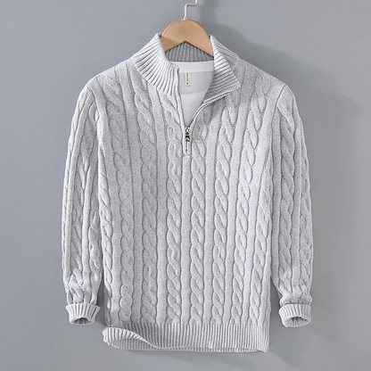 Strikket kashmir sweater med kvart lynlås til mænd | Ideel til efterår/vinter