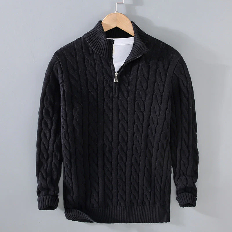 Strikket kashmir sweater med kvart lynlås til mænd | Ideel til efterår/vinter