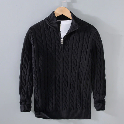 Strikket kashmir sweater med kvart lynlås til mænd | Ideel til efterår/vinter