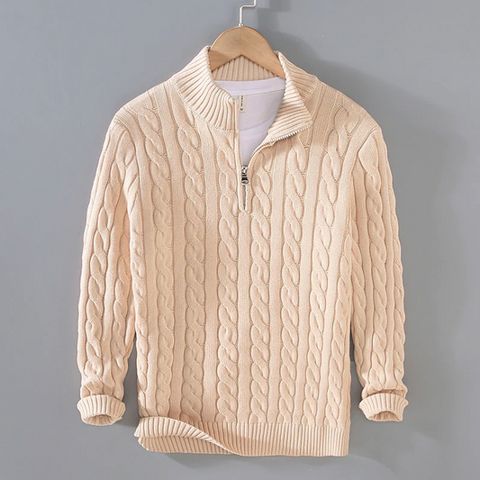 Strikket kashmir sweater med kvart lynlås til mænd | Ideel til efterår/vinter