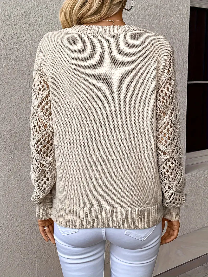 Moderne langærmet sweater med V-hals til kvinder