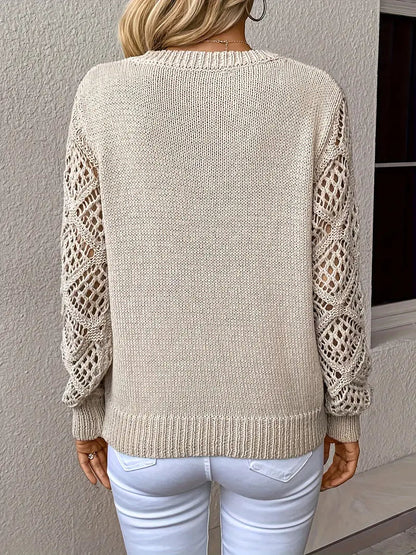 Moderne langærmet sweater med V-hals til kvinder