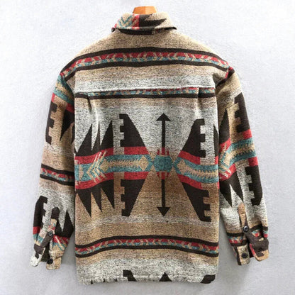 Retro aztekisk flannelskjortejakke til mænd