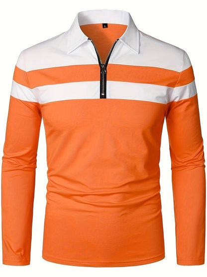 Langærmet poloshirt med lynlås til herrer